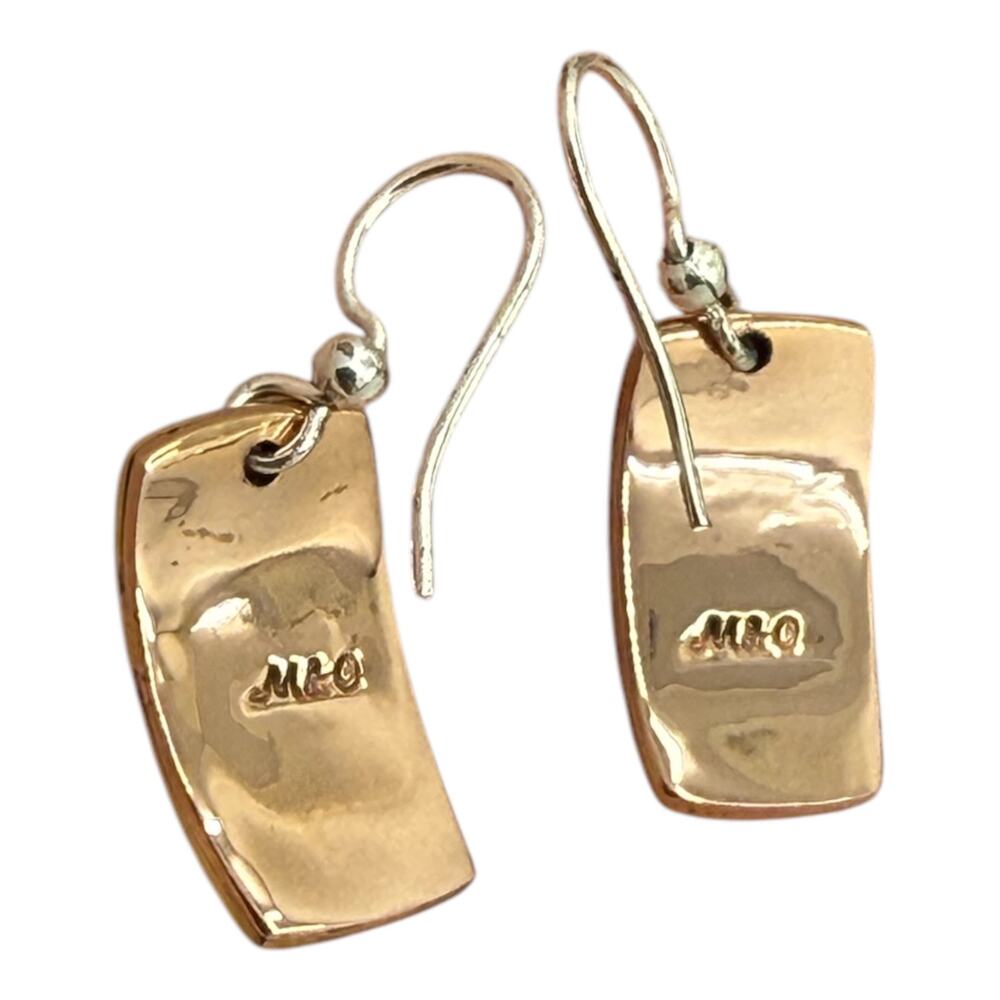 Far Fetched Blessed Dangle Earrings Rectangle Artisan Crafted Stamped Quote - Picture 5 of 5